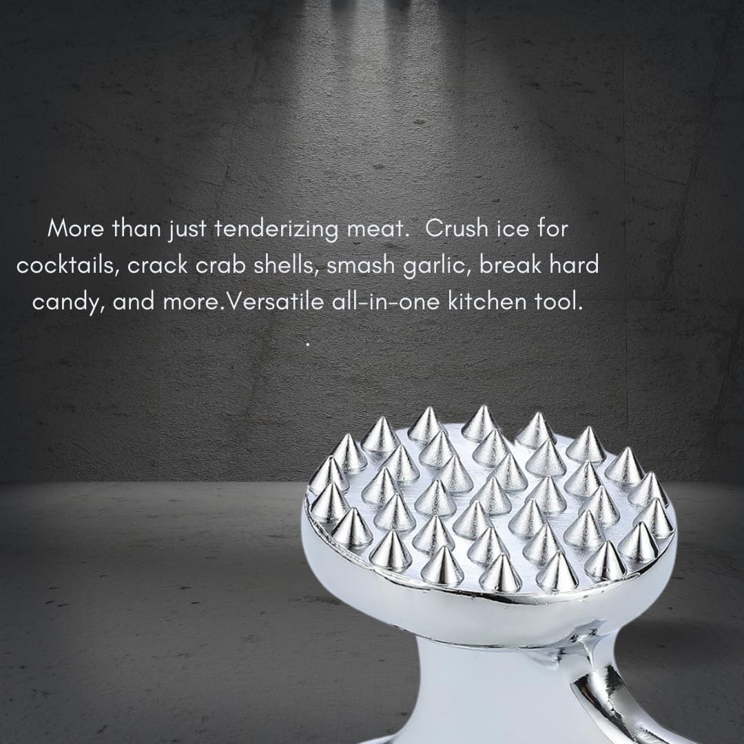 Professional Meat Tenderizer Mallet, Double-Sided, Stainless Steel, 8.6" Length, Heavy Duty Kitchen Tool for Steak, Beef, Chicken