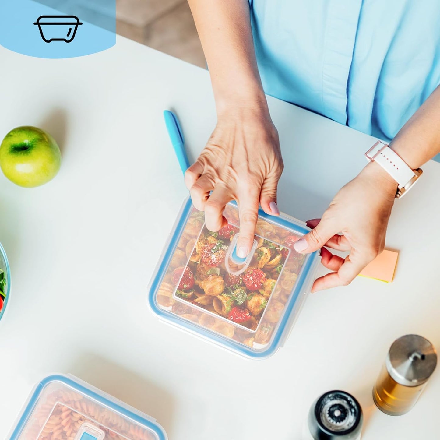 NUTRIUPS 1L Glass Food Storage Containers Set of 2, Square Meal Prep Containers, Food Storage Containers