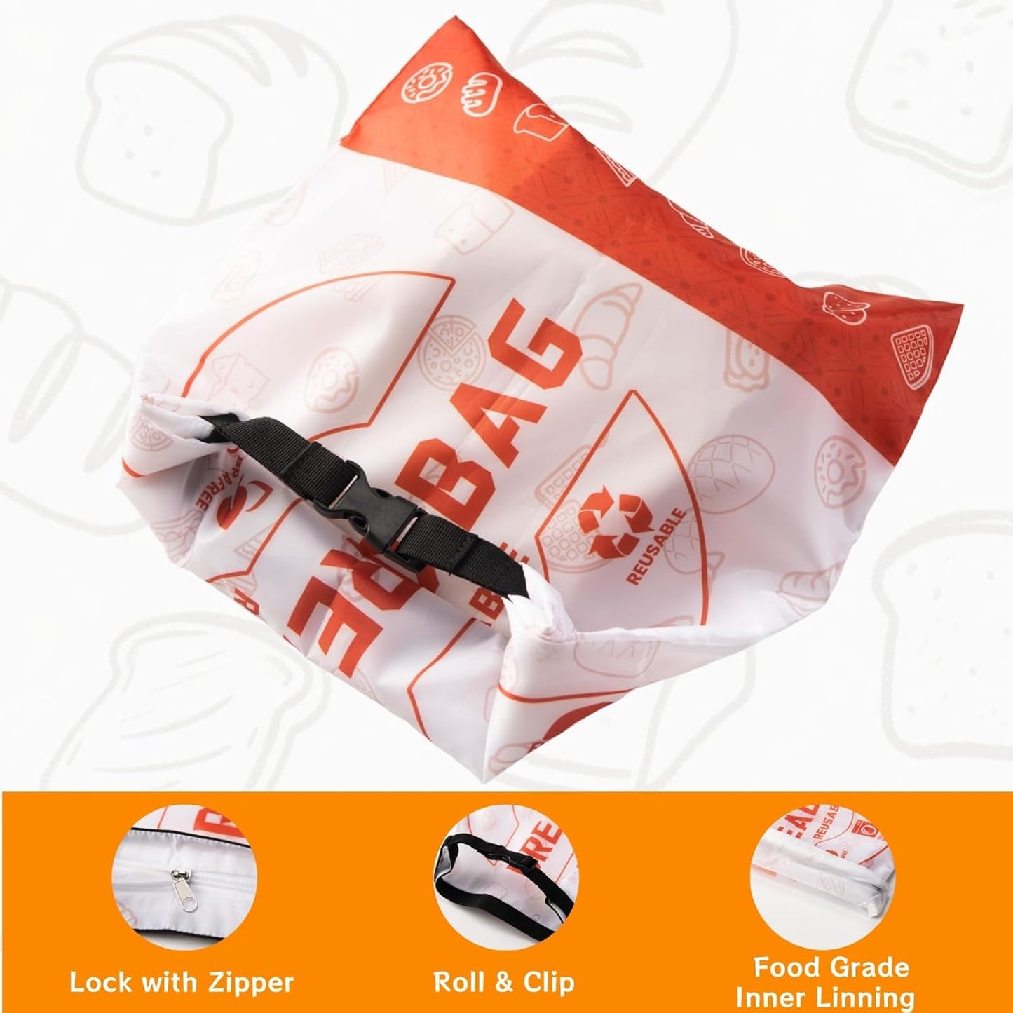 2 Pack Reusable Bread Bags for Homemade Bread，Sourdough Baking Supplies，Freezer Bread Storage Bag, Zipper Storage Container for Homemade Sourdough Bread Loaf