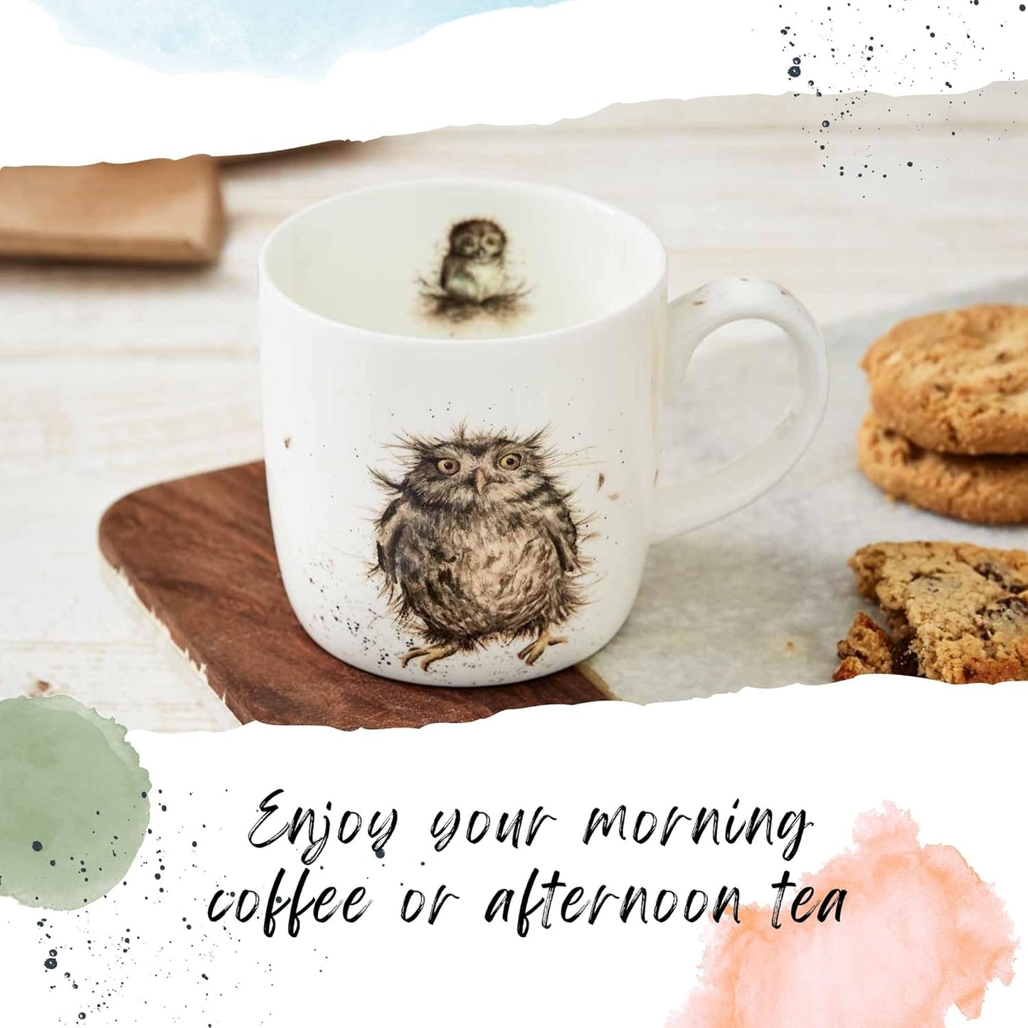 Royal Worcester 14 Oz What A Hoot Christmas Mug with Owl Design - Fine Bone China Winter Holiday Coffee Mug, Microwave & Dishwasher Safe, Wrendale Designs Festive Holiday Tableware