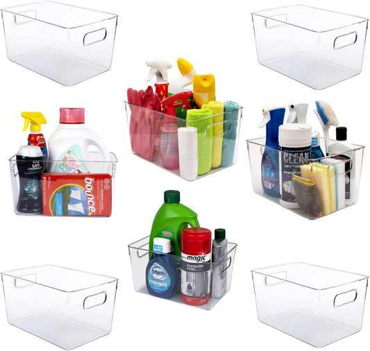 Clear Plastic Storage Bins - Perfect for Kitchen or Pantry Organization and Storage, Fridge and Cabinet Organizers