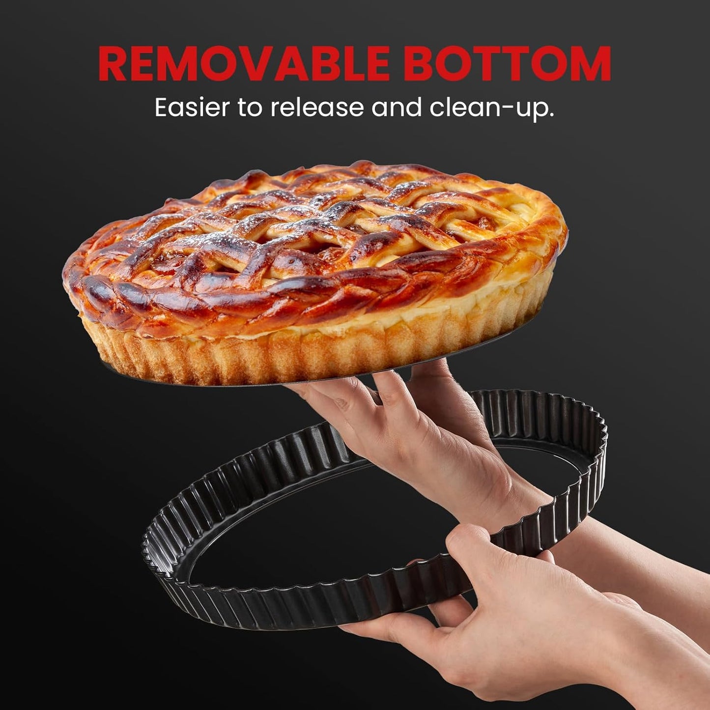 Tart Pan with Removable Bottom,9 Inch 10 Inch Tart and Quiche Pan,Non-stick Round Carbon Steel Deep Fluted Pie Pan with Crust Shaper Ring - Quiche Baking Dish Tart Pans For Baking,Set of 2