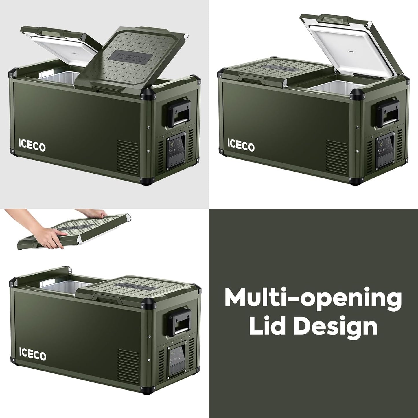 ICECO VL75 ProD 12V Refrigerator, Portable Freezer Fridge with AC/DC, 75L Dual Zone Car Fridge Powered by SECOP, 0℉ to 50℉, Electric Cooler for Car, Camping and Home Use [Olive Green Special Edition]