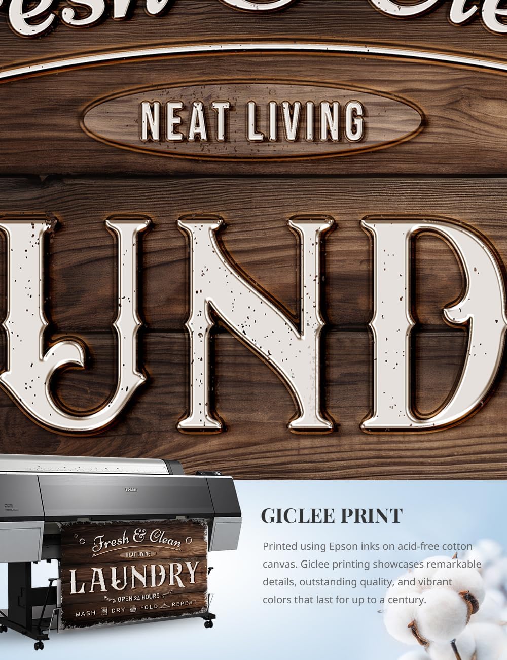 IPIC - Laundry Room Decor, Large Rustic Wall Art Print on Acid-Free Cotton Canvas for Family Laundry Room, Rustic Farmhouse Style Wall Decor for Home, Made in USA