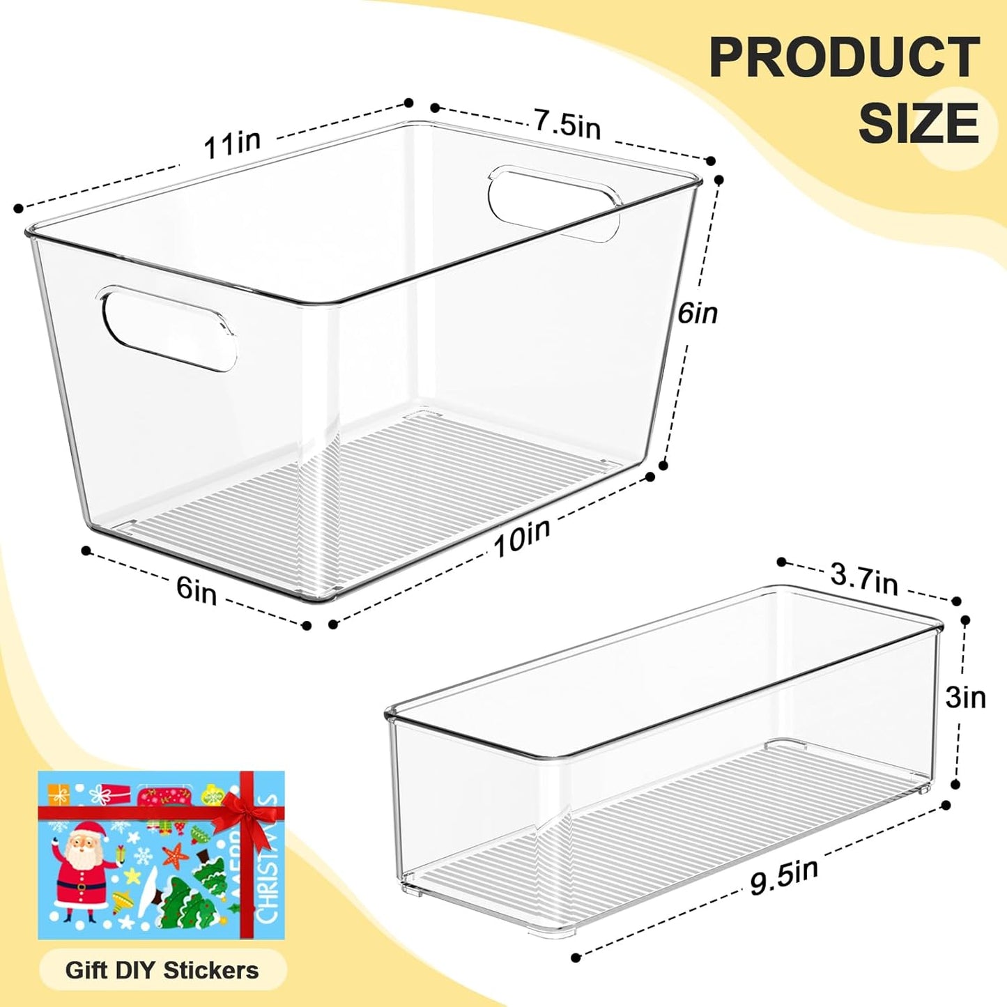 Set of 8 Clear Plastic Storage Bins, 4 Large +4 Small Pantry Organizers and Storage Containers for Kitchen Organization, Home Storage Must Haves for Office, Closet, Garage, Freezer& Bathroom