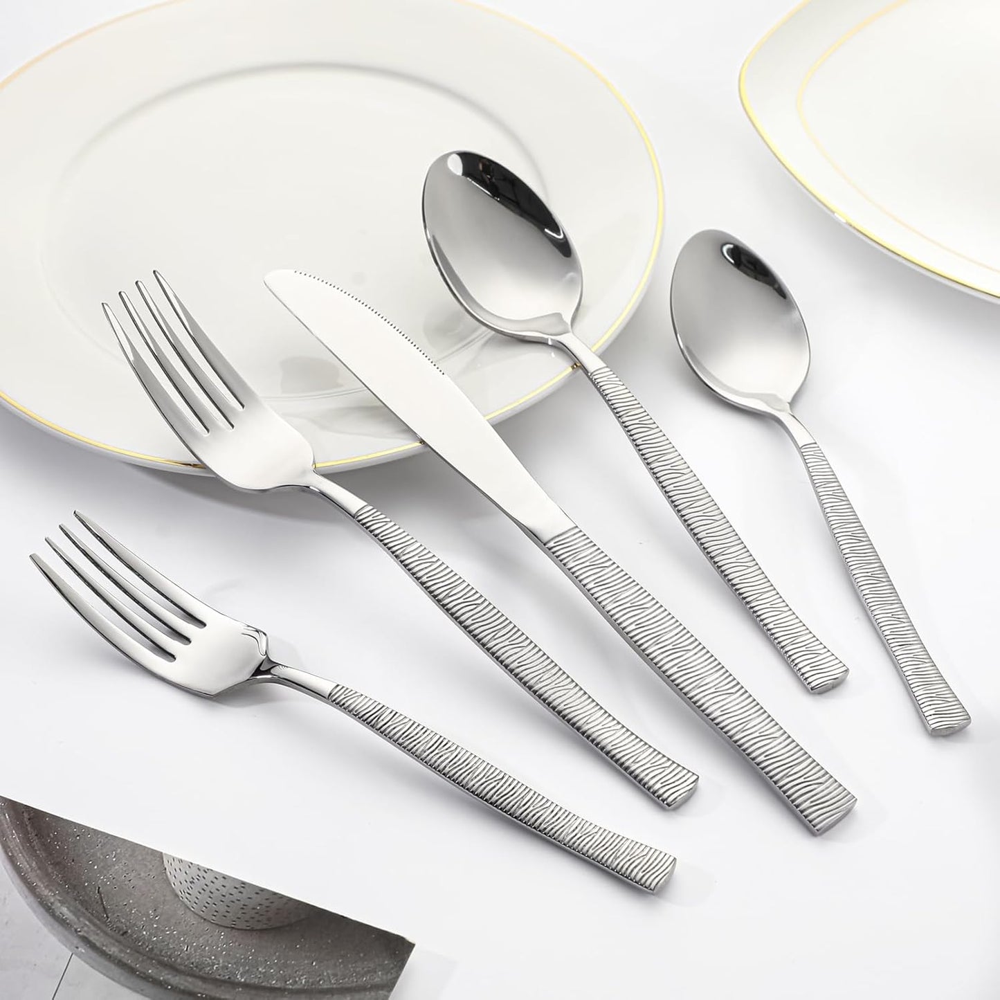 40-Piece Silverware Set Stainless Steel Flatware Set for 8,Dinner Knives Forks and Spoons Silverware Set Cutlery Utensil Set for Home,Kitchen,Restaurant,Hotel