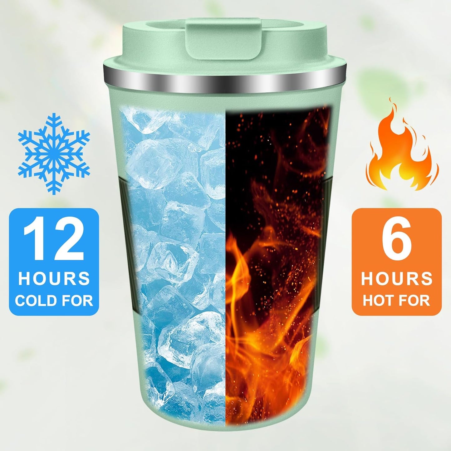 Coffee Travel Mug 12oz Insulated Coffee Mug with Lid Portable Spill-Proof Coffee Travel Mug No Handle Reusable Stainless Steel Mug Keeps Cold and Hot Suitable for Car, Daily, Travel and Gifts