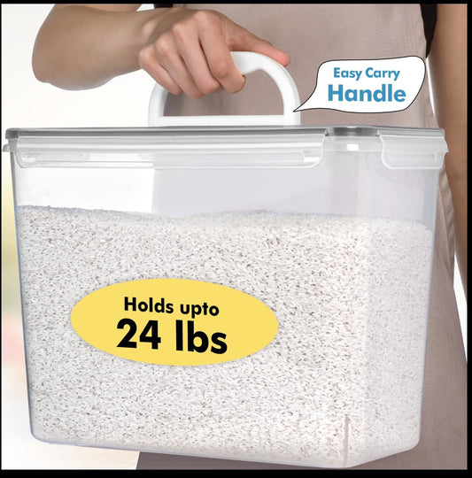 Shazo 2 PC (11L | 372 oz) Flour Sugar Storage Containers with Easy Carry Handle - Plastic Extra Large Food Storage Containers with Lids for Rice Cereal, BPA Free & Airtight Kitchen Pantry Organization