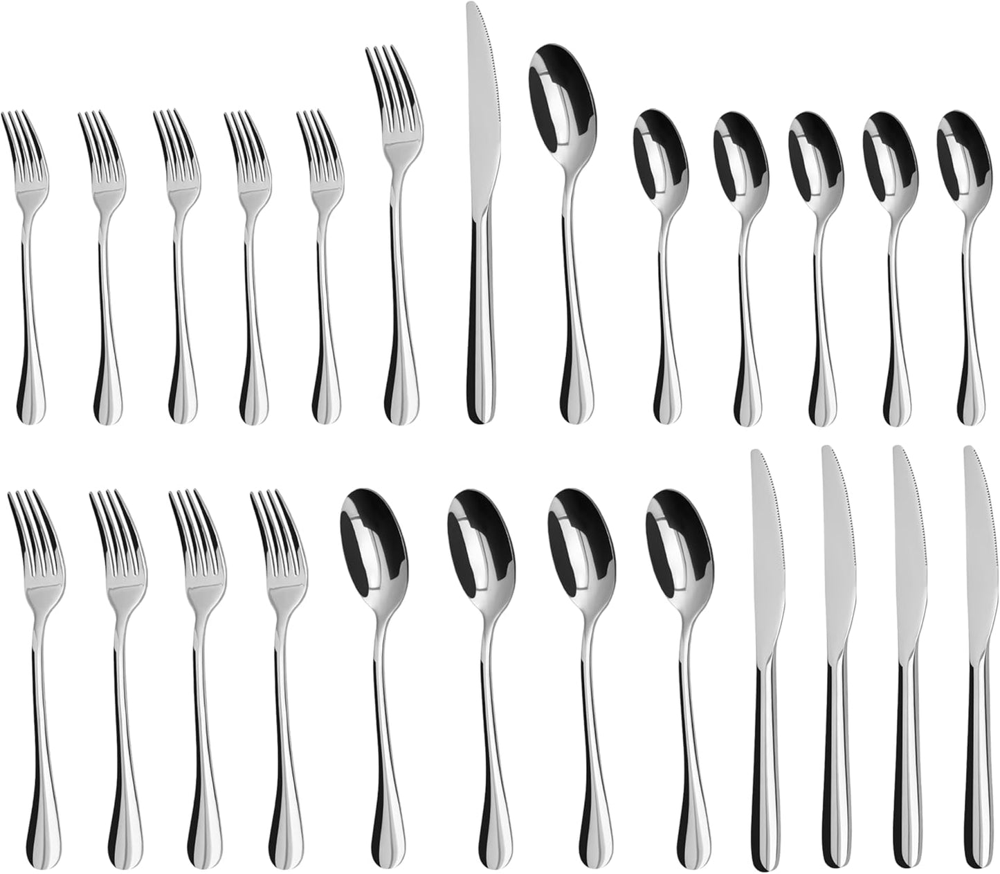 Stainless Steel Silverware Set for 4, 20-Piece Flatware Set with Forks Spoons Knives, Mirror Polished, Dishwasher Safe