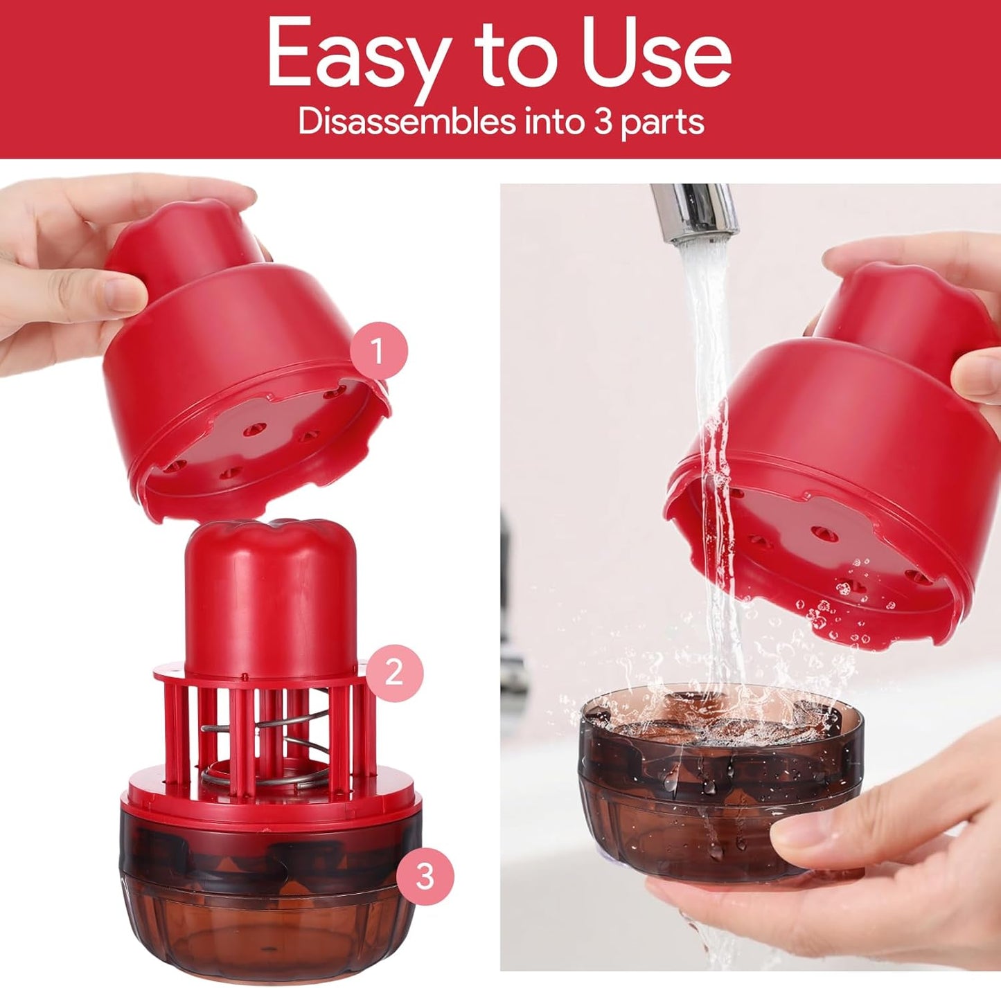 7-In-1 Cherry Pitter Tool Pit Remover,Multiple Olive Pitter Tool,Cherry Seed Remover,Fruit Corer Tools for Kitchen,Cake Shop,Fruit Salad for Home Kitchen Tools(Transparent Red)