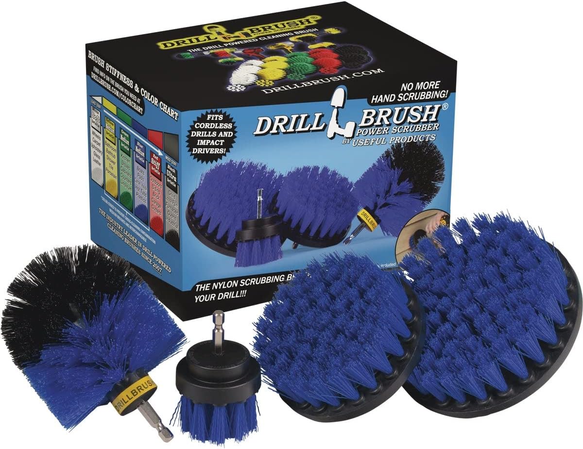 Drillbrush Boat Hull Cleaner Set/Swimming Pool Accessories - Cleaning Drill Brushes for Vinyl Liners - Hot Tubs and Spas Cleaning Brush Kit - Pool Cover Scrubber - Rotary Brushes for Walls and Deck