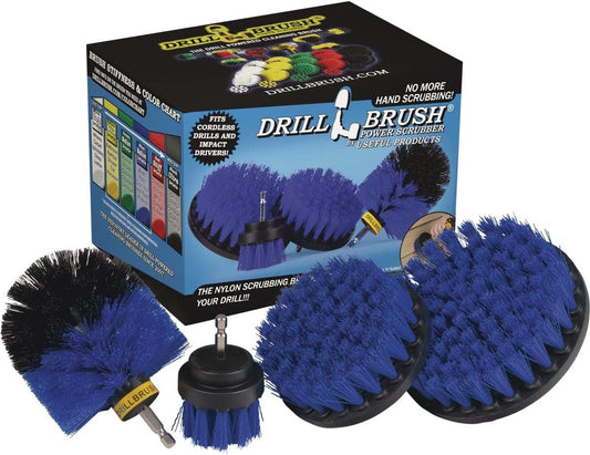 Drillbrush Boat Hull Cleaner Set/Swimming Pool Accessories - Cleaning Drill Brushes for Vinyl Liners - Hot Tubs and Spas Cleaning Brush Kit - Pool Cover Scrubber - Rotary Brushes for Walls and Deck