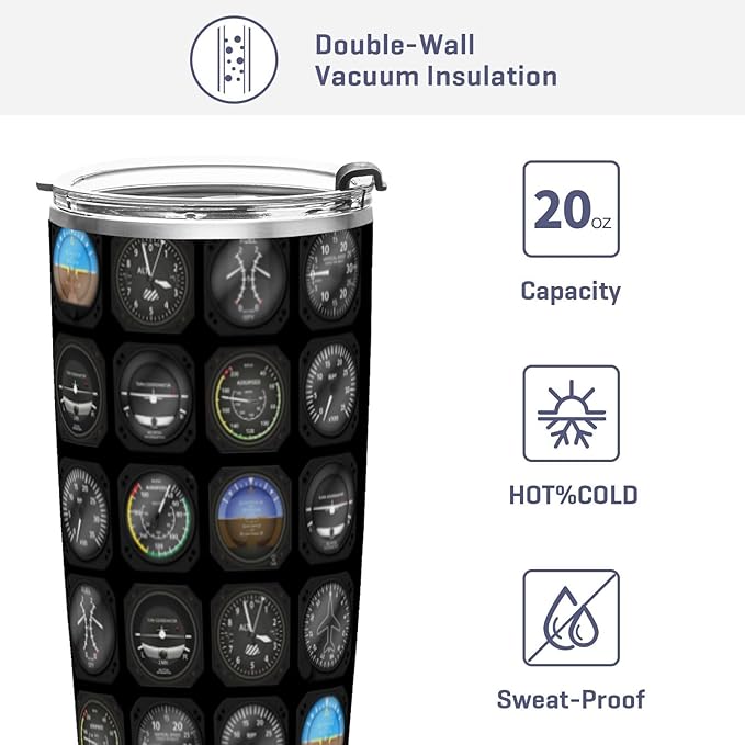 JUDIAN Aviation Gifts for Pilots - 20oz Tumbler Coffee Travel Mug From Daughter Son - Birthday Gift for Airplane Men