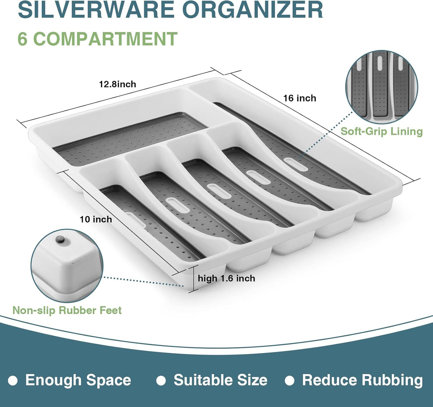 Black Silverware Set, Umite Chef 49-Piece Flatware Set with Drawer Organizer, Durable Stainless Steel Cutlery Set for 8, Tableware Eating Utensils with Steak Knives for Home Restaurant