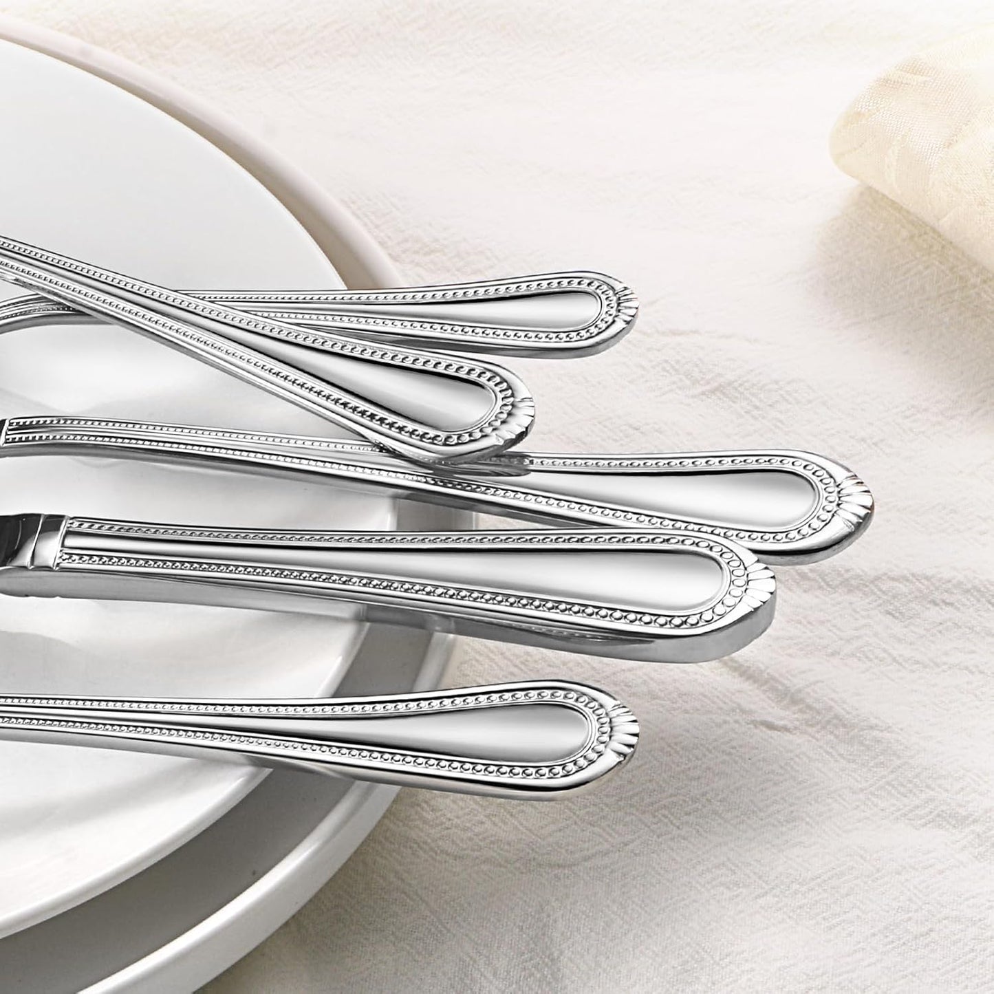 Lazycorner Silverware Set for 12, 60-Piece 18/10 Stainless Steel Flatware Set, Mirror Polished Modern Cutlery Set include Fork Knife Spoon Set(Dishwasher Safe)