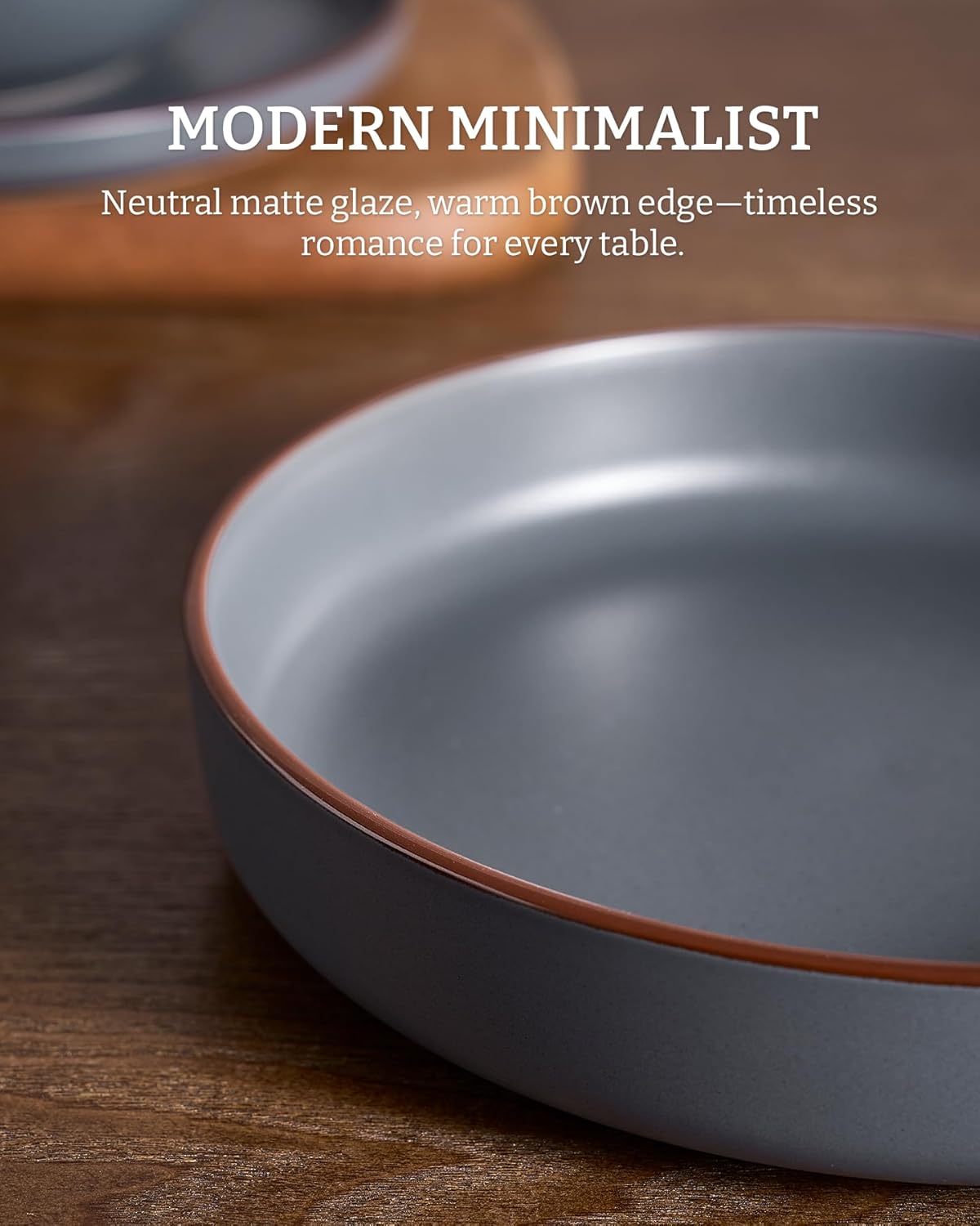 famiware Mercury Pasta Bowls Set of 4, 33 oz Large Salad Bowls, Ceramic Pasta Plates Bowls, Serving Bowls for Kitchen, Microwave & Dishwasher Safe, Charcoal