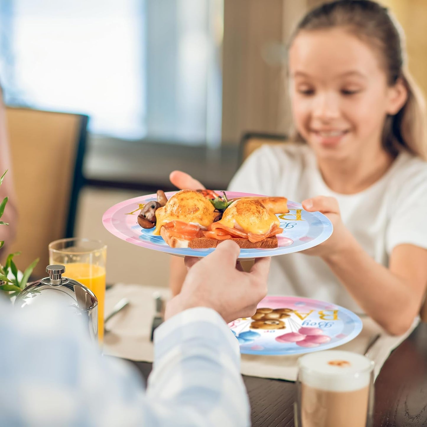 140 Pcs Bear Gender Reveal Decorations Plates Cups and Napkins Sets Boy Or Girl Gender Reveal Decorations Serves 20