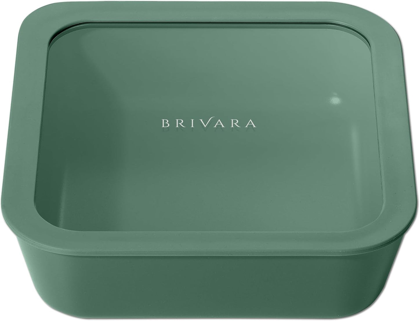 Ceramic Coated Glass Food Storage Container | No PTFE, PFOA, PFAS, and BPA | Reusable Non Toxic Meal Prep Container with Glass Lid | Easy To Store | 8 Cup Square [Pine]