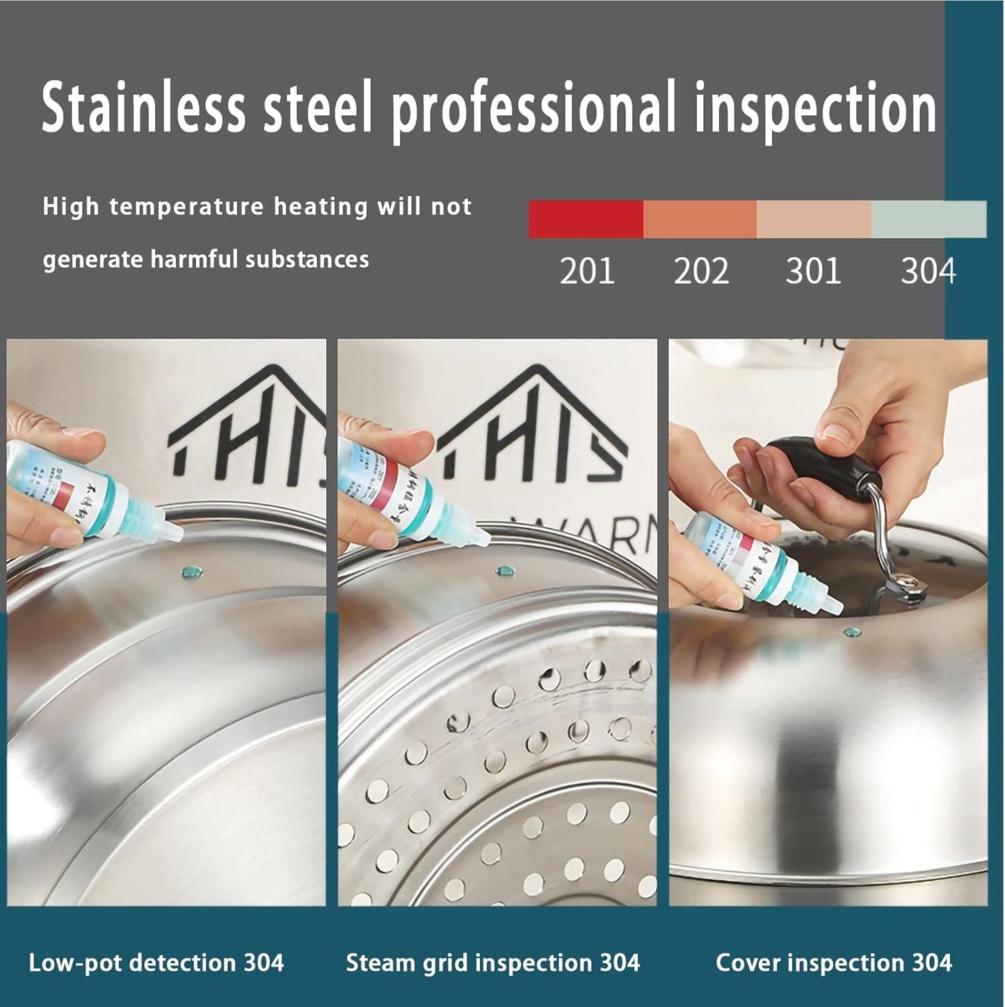 MANO Steamer Pot for Cooking 14.2 inch Steam Pots with Lid 2-tier Stainless Steel Steaming Pot Multipurpose Cookware with Handle for Vegetable, Dumpling, Stock, Sauce, Food…