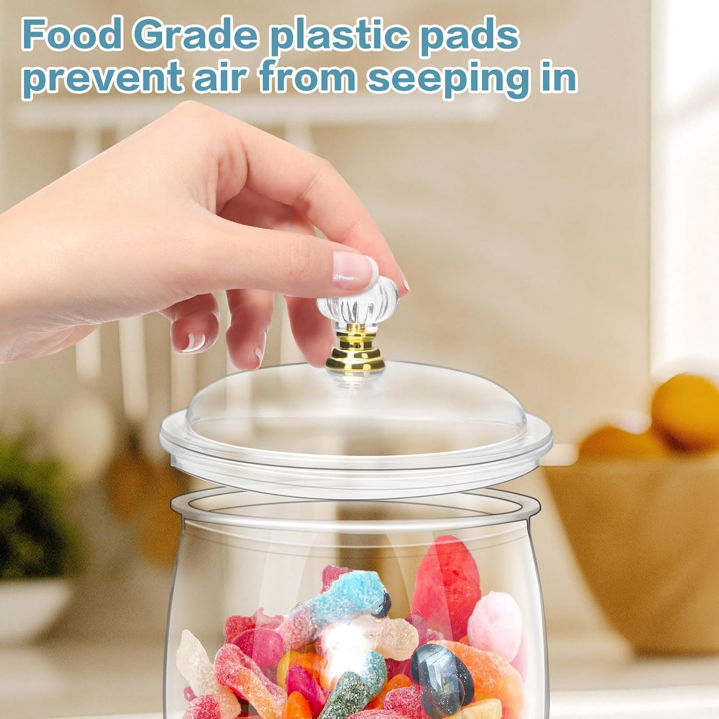 8 Pack 64 Oz Plastic Candy Jar with Lids, Airtight Clear Cookie Storage Containers, Leakproof Apothecary Style Kitchen Organization for Home, Wedding, Pantry & Bathroom Decor