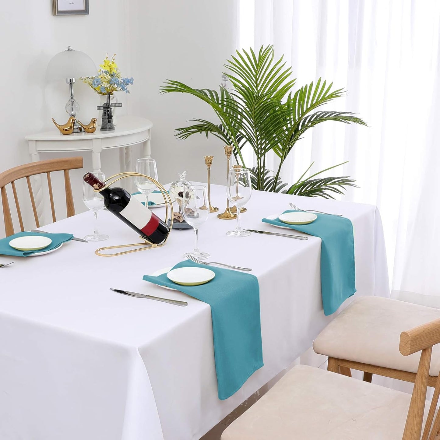 H.VERSAILTEX Cloth Napkins Set of 12 (18" X 18") Linen Textured Dinner Napkins Waterproof Extra Soft Thick Durable Reusable Napkins with Hemmed Edges for Dinners, Weddings and Everyday Use, Teal