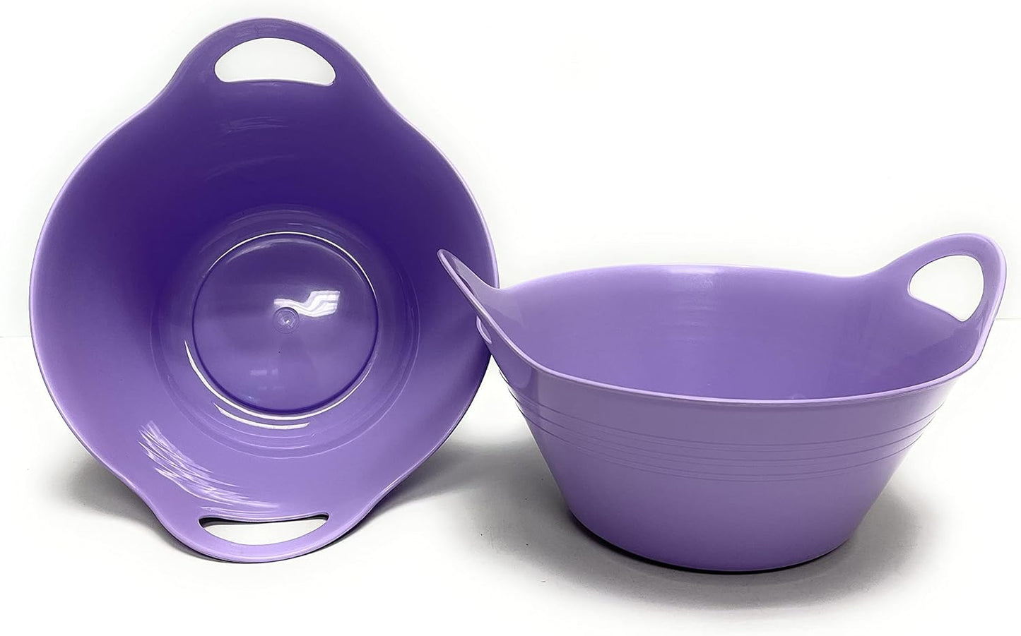 Mintra Home Plastic Bowls with Handles (1.8L Medium 2pk, Lavender)