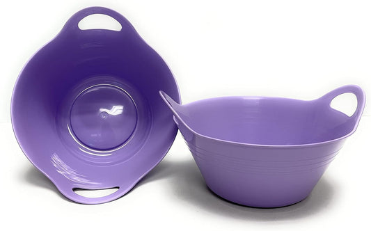 Mintra Home Plastic Bowls with Handles (1.8L Medium 2pk, Lavender)