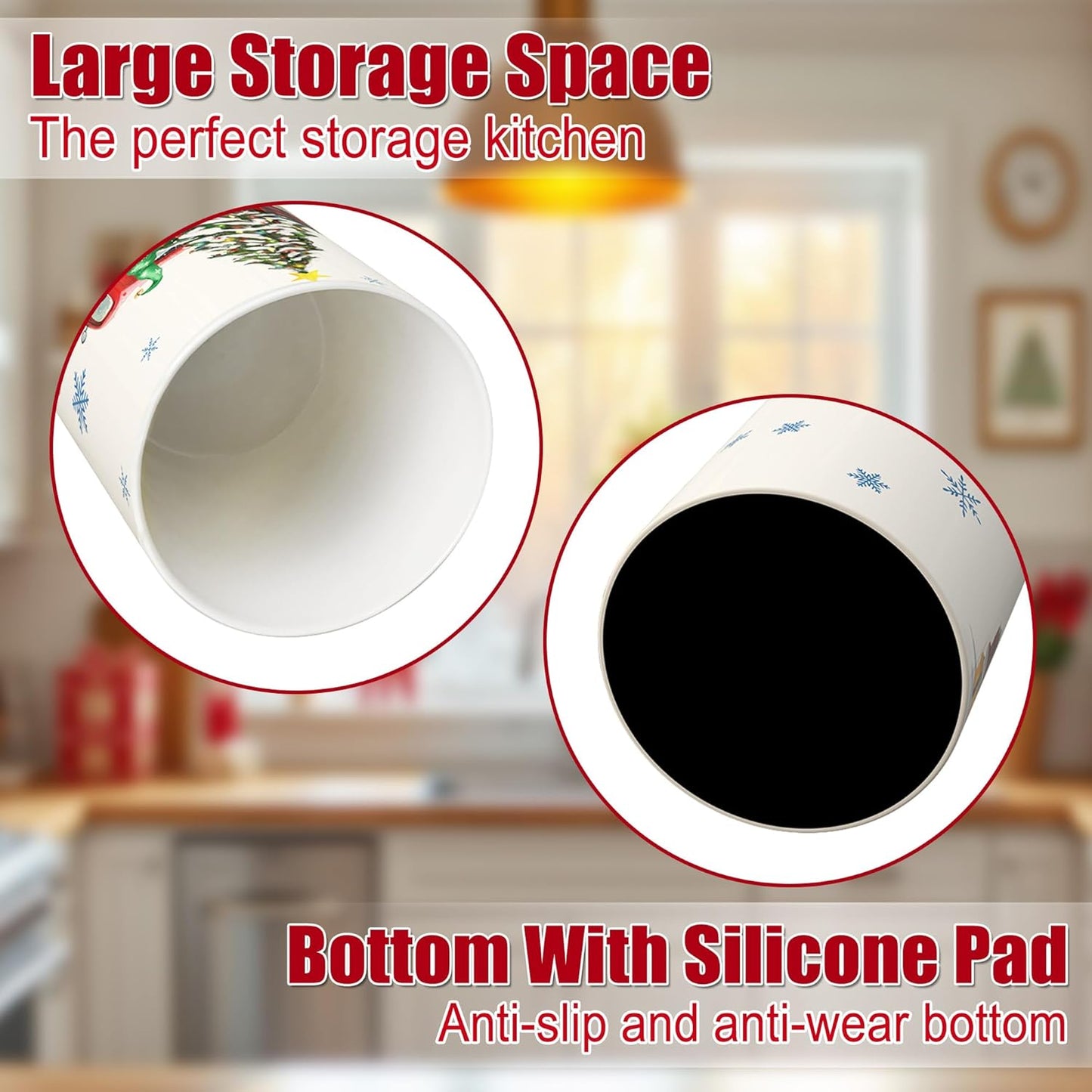 pinata Christmas Kitchen Decor Ceramic Utensil Holder, Cute Christmas Gnome Truck Utensils Holder, Xmas Ceramic Utensils Crock for Rustic Farmhouse Indoor Kitchen Decorations(6.3 Inches)