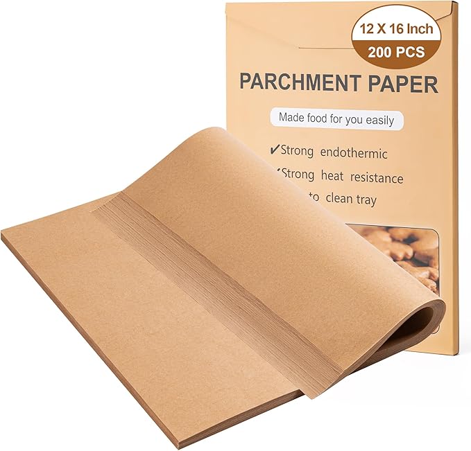 200Pcs Parchment Paper,12x16 Inches Non-Stick Precut Parchment Paper Sheets,Unbleached,Parchment For Baking Sheets,Fryer, Cooking,Oven,Perfect for Bread, Cakes, Barbecue