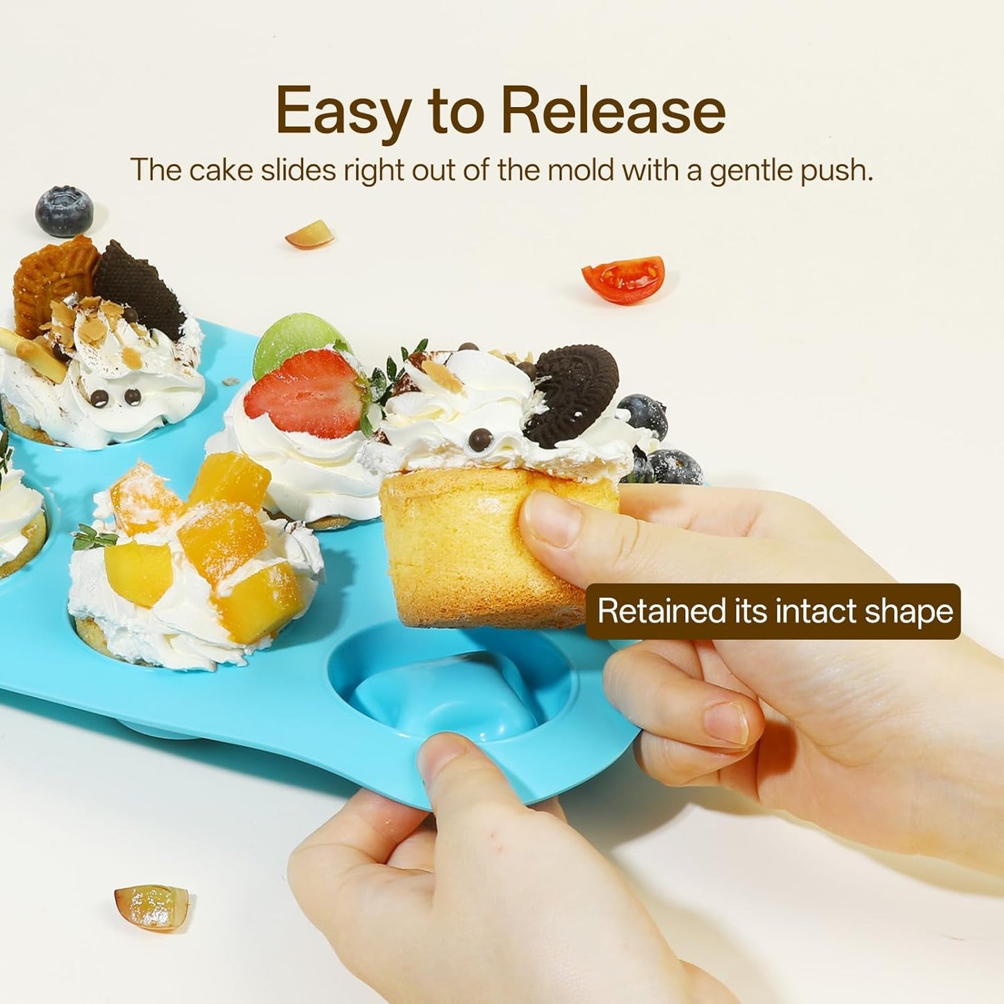 2 Pack Silicone Muffin Pan for Baking, Regular Size Nonstick Cupcake Pan, 6-Cup Silicone Muffin Tin BPA Free Dishwasher Safe, Great for Muffin Cupcake Brownie Egg Tart