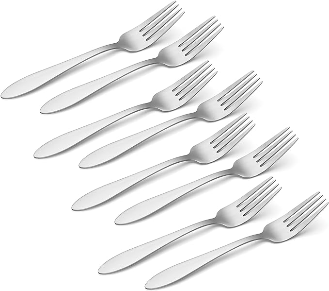 Oneida Taylor Everyday Flatware Dinner Forks, Set of 8, 18/0 Stainless Steel, Silverware Set, 1.5 x 3.75 x 8.6 inches