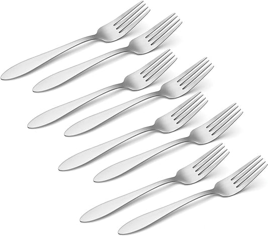 Oneida Taylor Everyday Flatware Dinner Forks, Set of 8, 18/0 Stainless Steel, Silverware Set, 1.5 x 3.75 x 8.6 inches