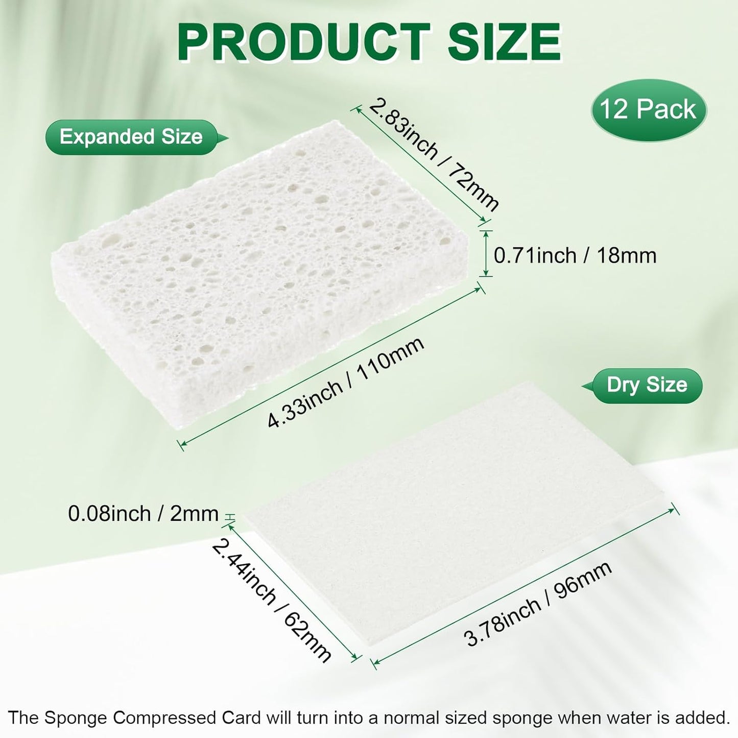 12-Pack Kitchen Sponges, Condense Eco Cellulose Non-Scratch Scrub Heavy Sponge for Kitchen/Household/Bathroom, Clean Tough Messes Dish Scrubber [White]