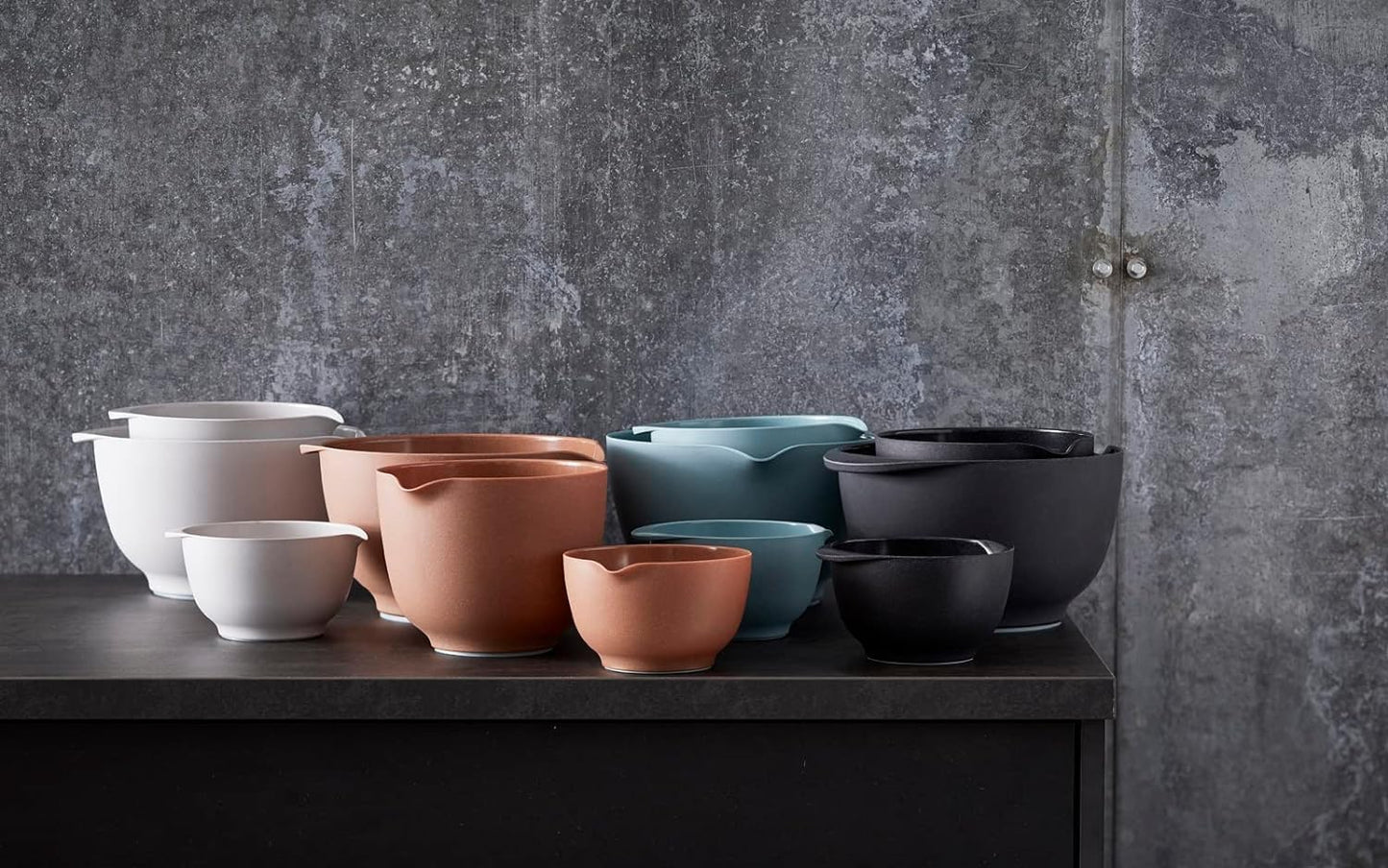 Rosti Precision Craft Mixing Bowl Set 2 Pcs Elevate Your Culinary Experience Stylish Nesting Bowls for Effortless Cooking and Baking- (Pebble Black)