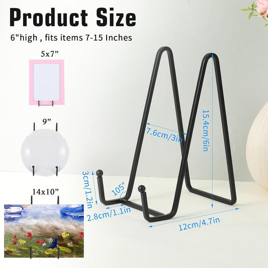 12 Pack Plate Stands for Display 6 Inch Plate Holder Display Stands Picture Frame Holder Metal Frame for Decorative Supplies, Book, Photo, Easel, Platter, Tabletop Art