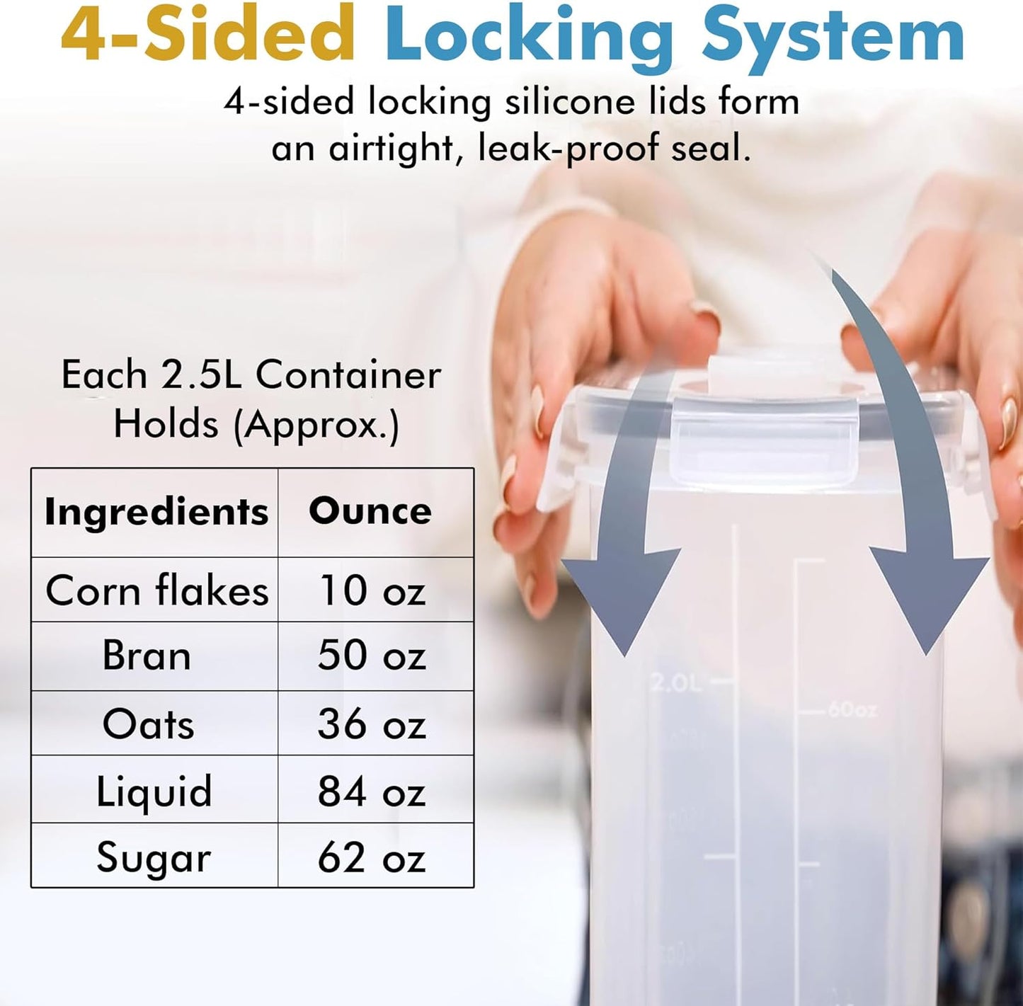 Shazo 2 Pack (15.4 Oz Cereal Capacity) Small Airtight Cereal Containers Storage with Lids, Perfect Space Saving BPA-Free Plastic Container, Pantry Organization and Canister for Rice, Sugar & Flour