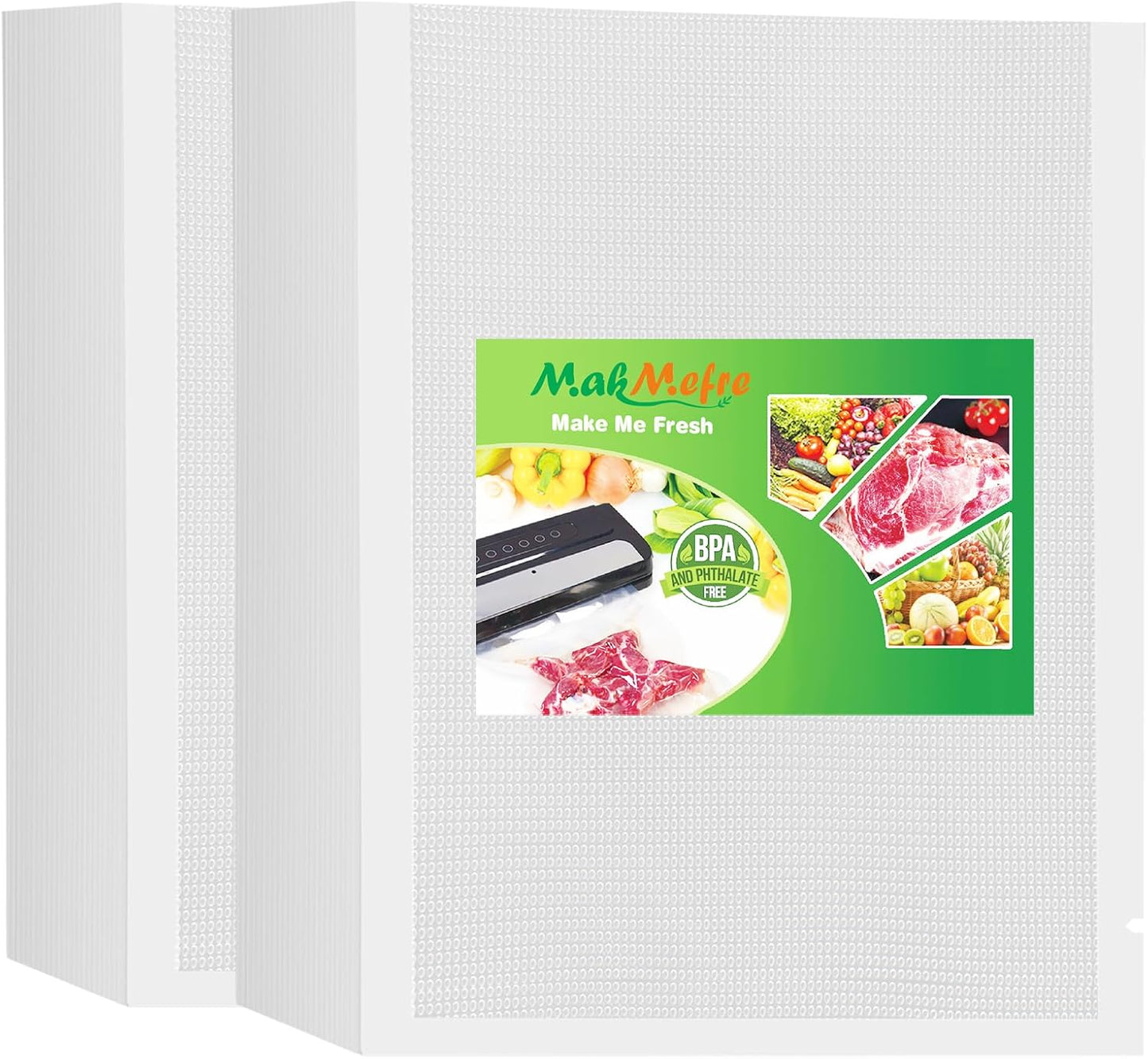 MakMeFre 200 Gallon Size 11" x 16" Vacuum Sealer Bags with BPA Free and Heavy Duty,Great for Food Storage Vaccume Sealer PreCut Bag