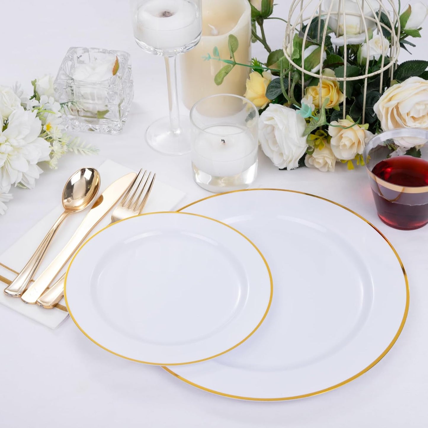 SUT 175 PCS Plastic Plates,Plates Disposable Heavy Duty for 25 Guests, Disposable Plates for Party, Plastic Disponsable plates including Party plates and Cups and Napkins Sets