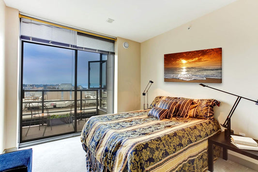 Muolunna S04650 Canvas Prints Wall Art Sunset Ocean Beach Pictures Photo Paintings for Living Room Bedroom Home Decorations Stretched and Framed Ready to Hang Seascape Waves Artwork 20x40inch