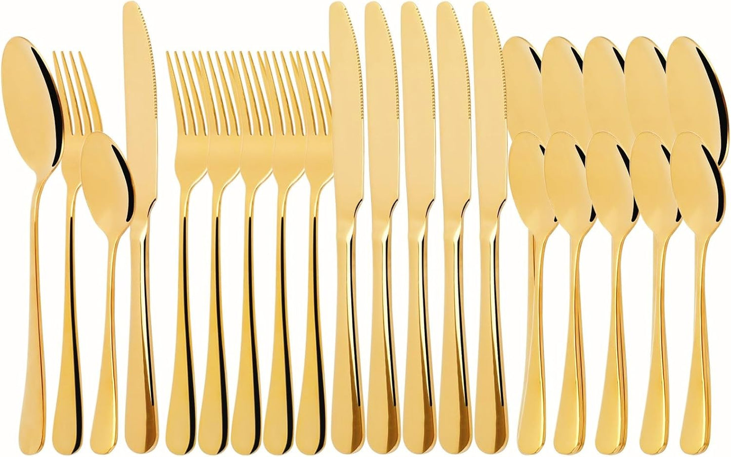 Flatware Serving Set, 24 Pieces Heavy Duty Stainless Steel Flatware Set Utensils Cutlery Tableware Set Including Steak Knife Fork and Spoon