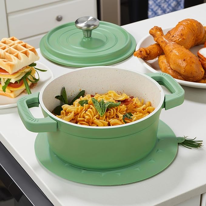 small soup pot with lid,2.6 Quart Granite Casserole Small Soup Pot Pasta Cooking Pot,Dual Handles, Small-Duty Cookware for Braising, Cook soup