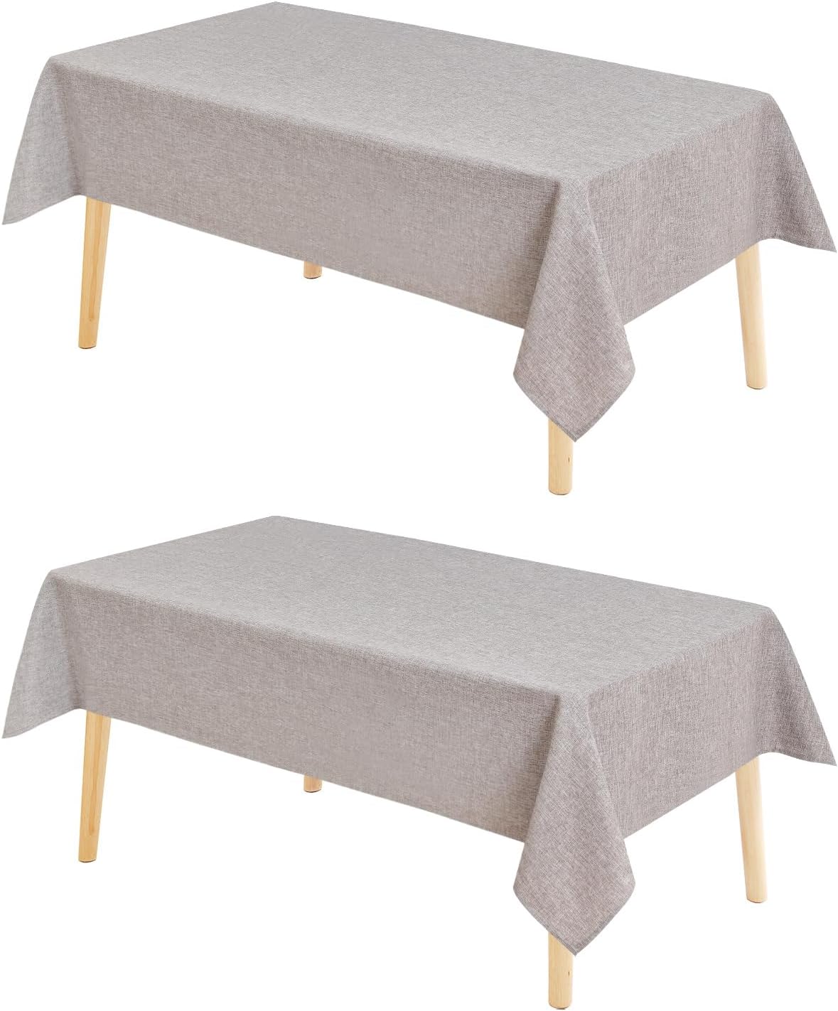 Hiasan 2 Pack Faux Linen Rectangle Tablecloth - Wrinkle and Stain Resistant Washable Table Cloth for Kitchen Dining Room Holiday Table Cover for Party Dinner, Stone, 54 x 108 Inch