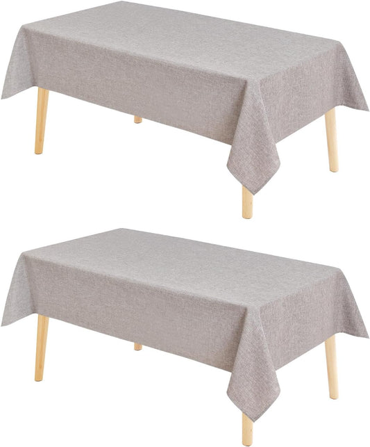 Hiasan 2 Pack Faux Linen Square Tablecloth - Wrinkle and Stain Resistant Washable Table Cloth for Kitchen Dining Room Holiday Table Cover for Party Dinner, Stone, 54 x 54 Inch