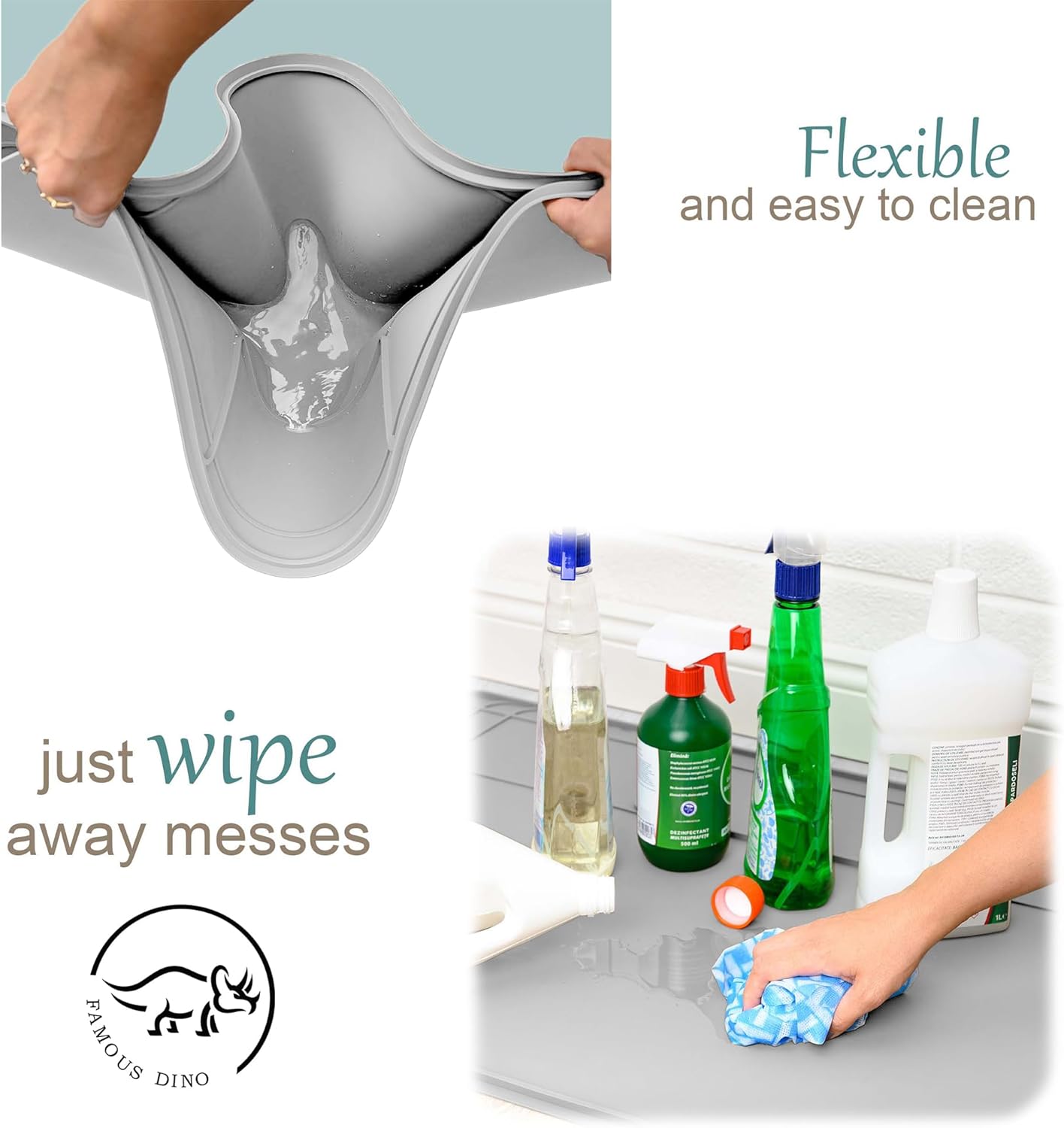 The Original Under Sink Mat - Silicone Waterproof mat, Trimmable, Easy to Clean, Kitchen Cabinet Liner, Undersink Waterproof mat, Disinfection Surface - 34" x 22" or Smaller