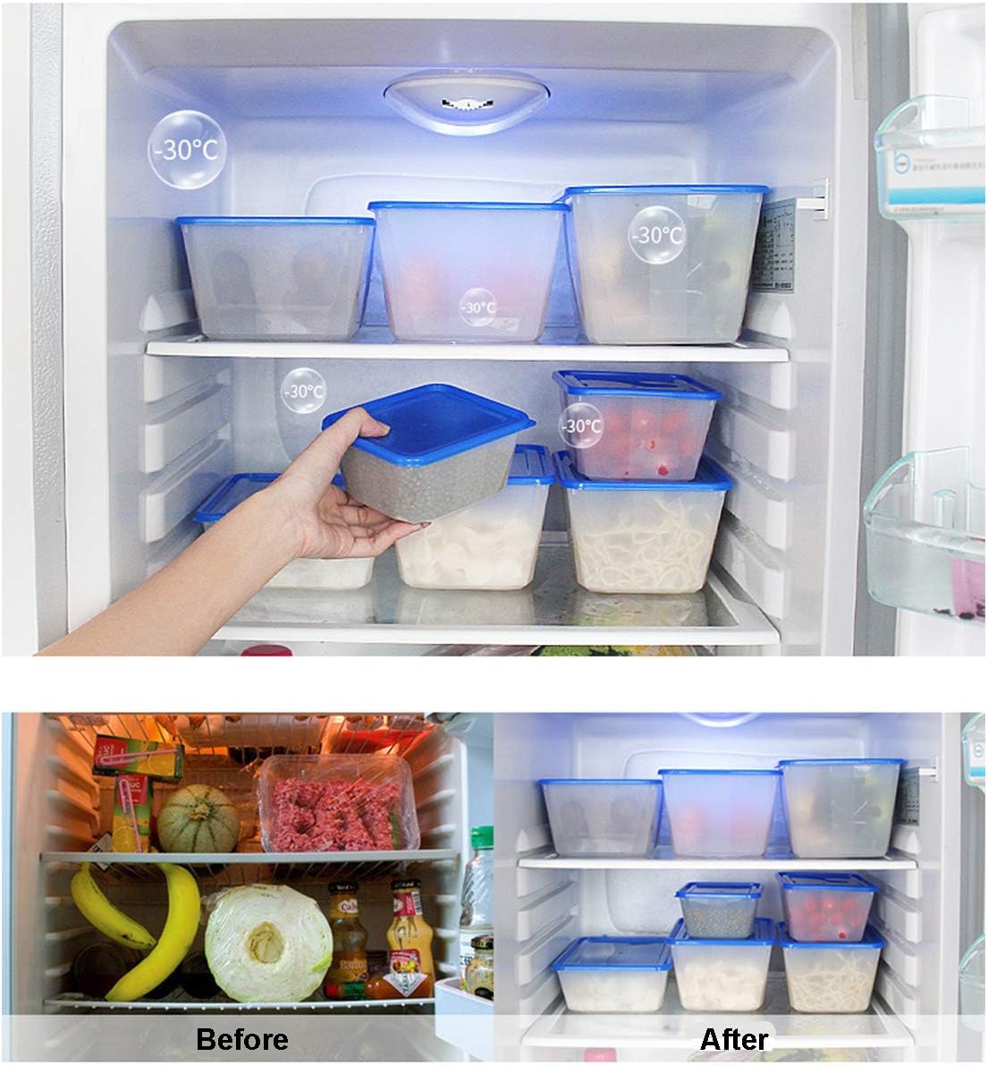 VeleGO Food Storage Containers with Lids(45.6 Ounce,10 Pack) - Plastic Containers with Lids Storage, Rectangular Meal Prep Plastic Containers Freezer Containers,Kitchen Food Deli Containers