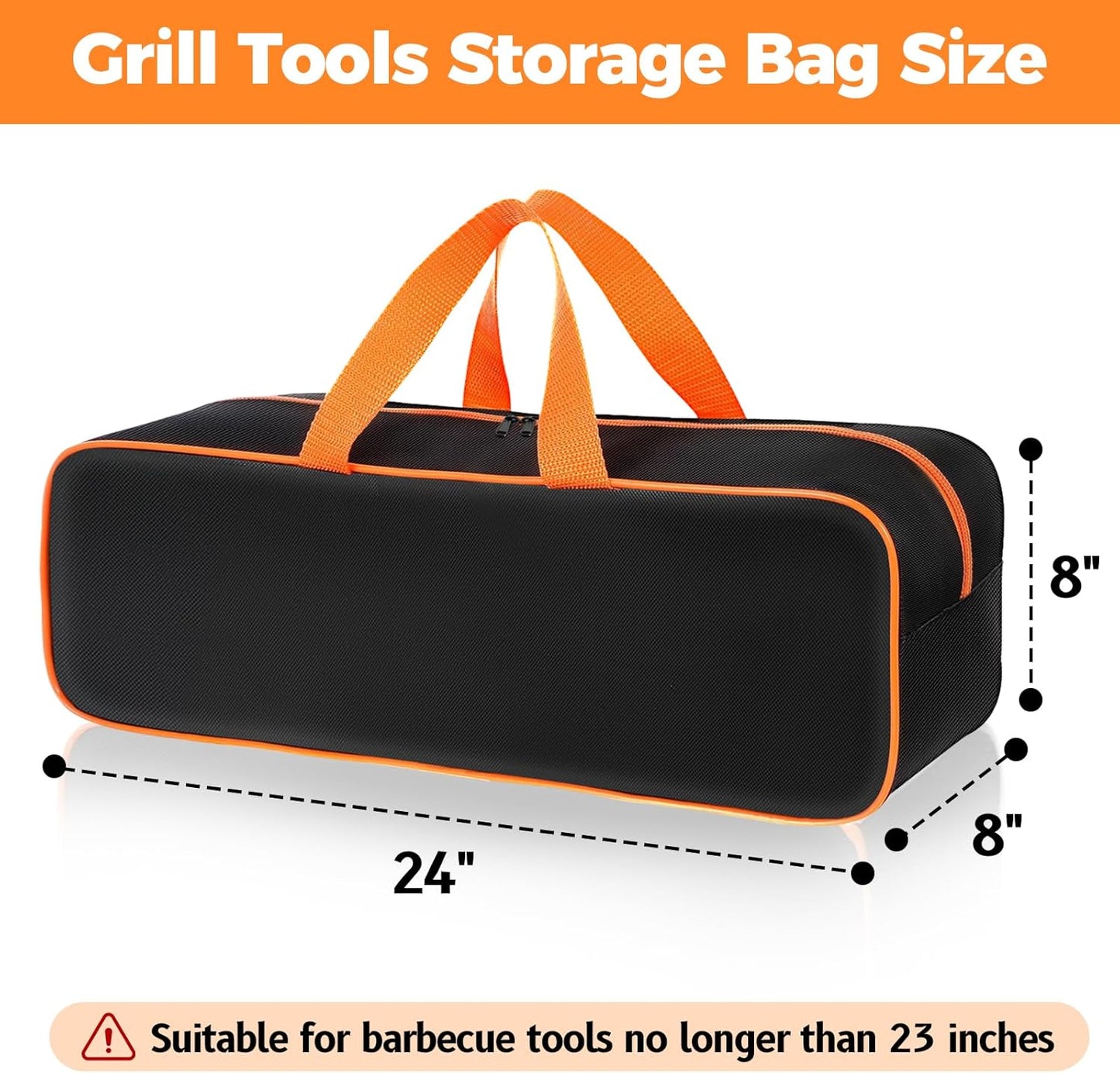 Grill Tool Storage Bag, 24" x 8" x 8" Large Capacity Grill Accessory Storage, 1680D Heavy-Duty Grill Utensil Storage, Accessories Storage Compatible with Blackstone, Perfect for Outdoor Grilling