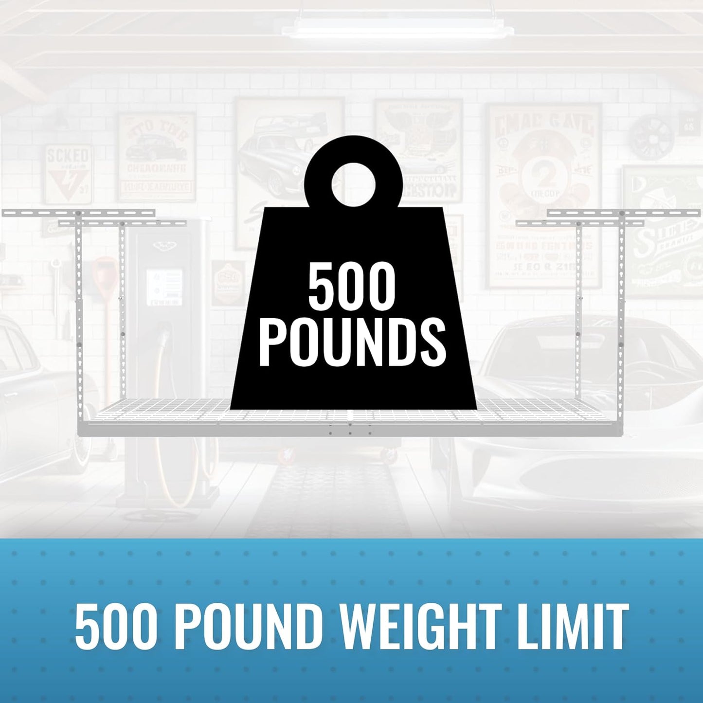 2-Pack 4 x 8 MonsterRax Overhead Garage Storage Rack, Ceiling Racks for Garage, Organization Shelving, Adjustable Hanging Shelf, White, 12"-21" Height Adjustment