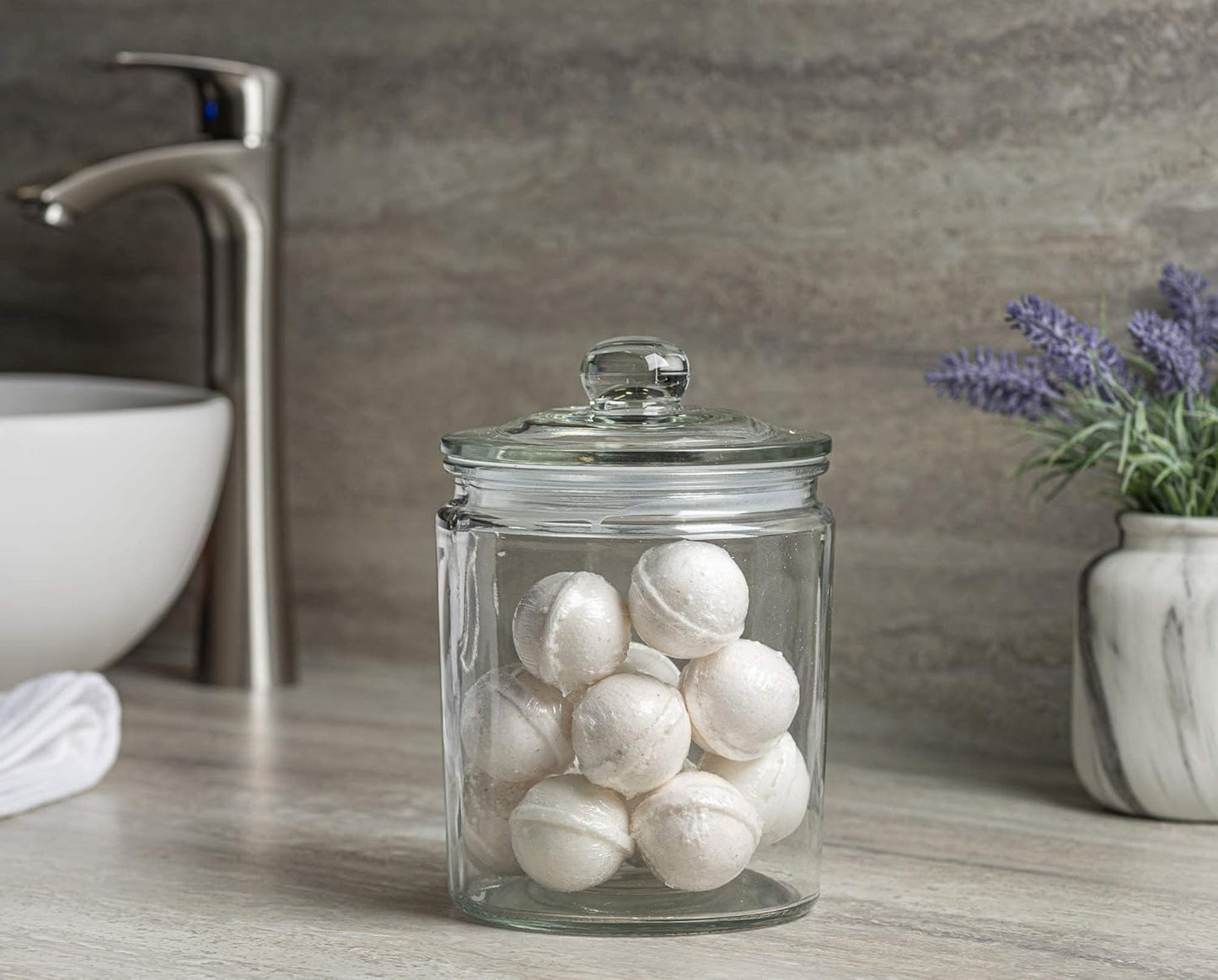 Glass Canister for Kitchen Counter + Labels & Marker - Glass Cookie Jar with Airtight Lids - Food Storage Containers with Lids Airtight for Pantry - Flour, Sugar, Coffee, Cookies, etc.