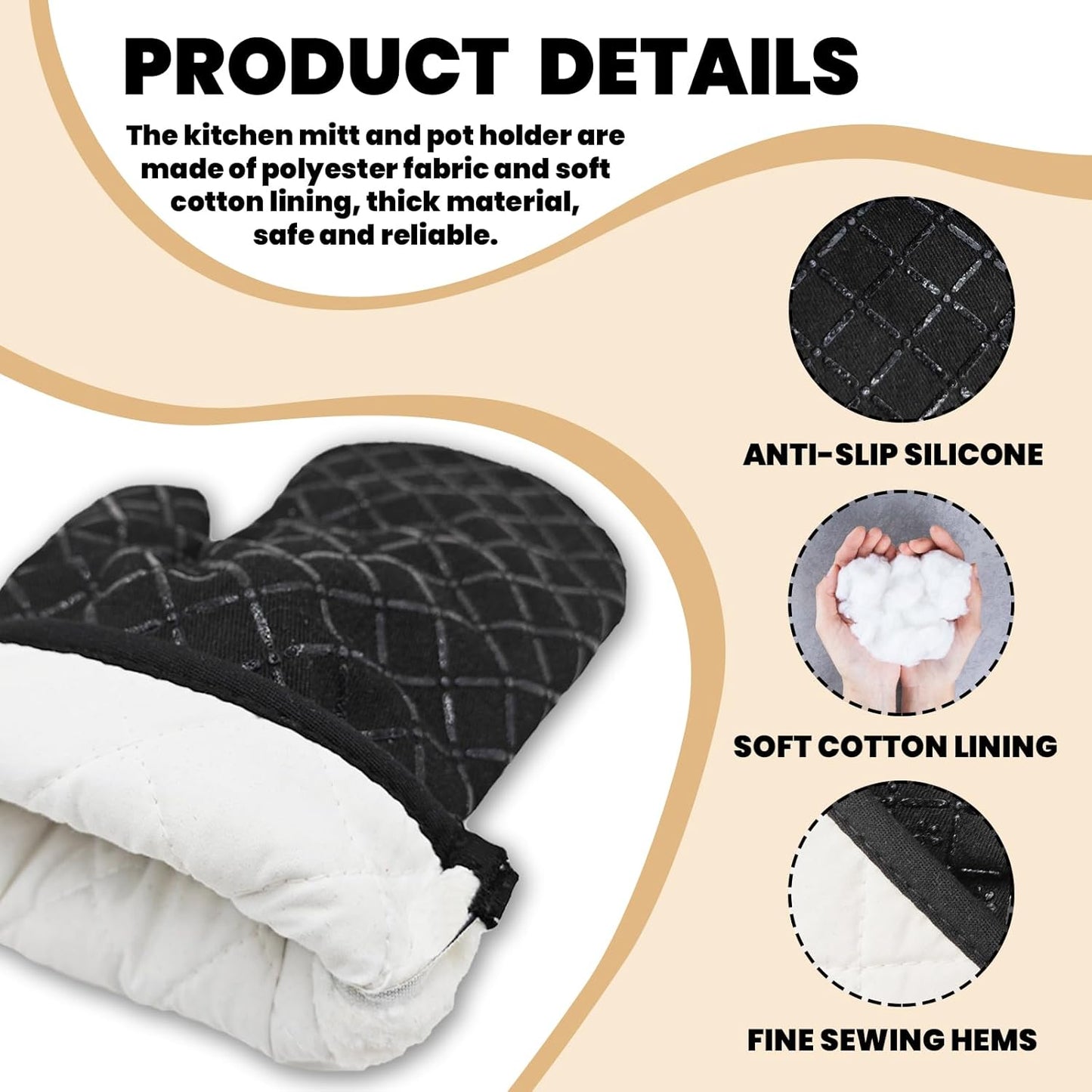 Funny Baking Cat Oven Mitts and Pot Holders（Set of 2） Baking Because Murder is Wrong Baker Mitts for Kitchen Decor Silicone Non-Slip Oven Mitts Cat Lover Gift Birthday Gift for Friend Chef