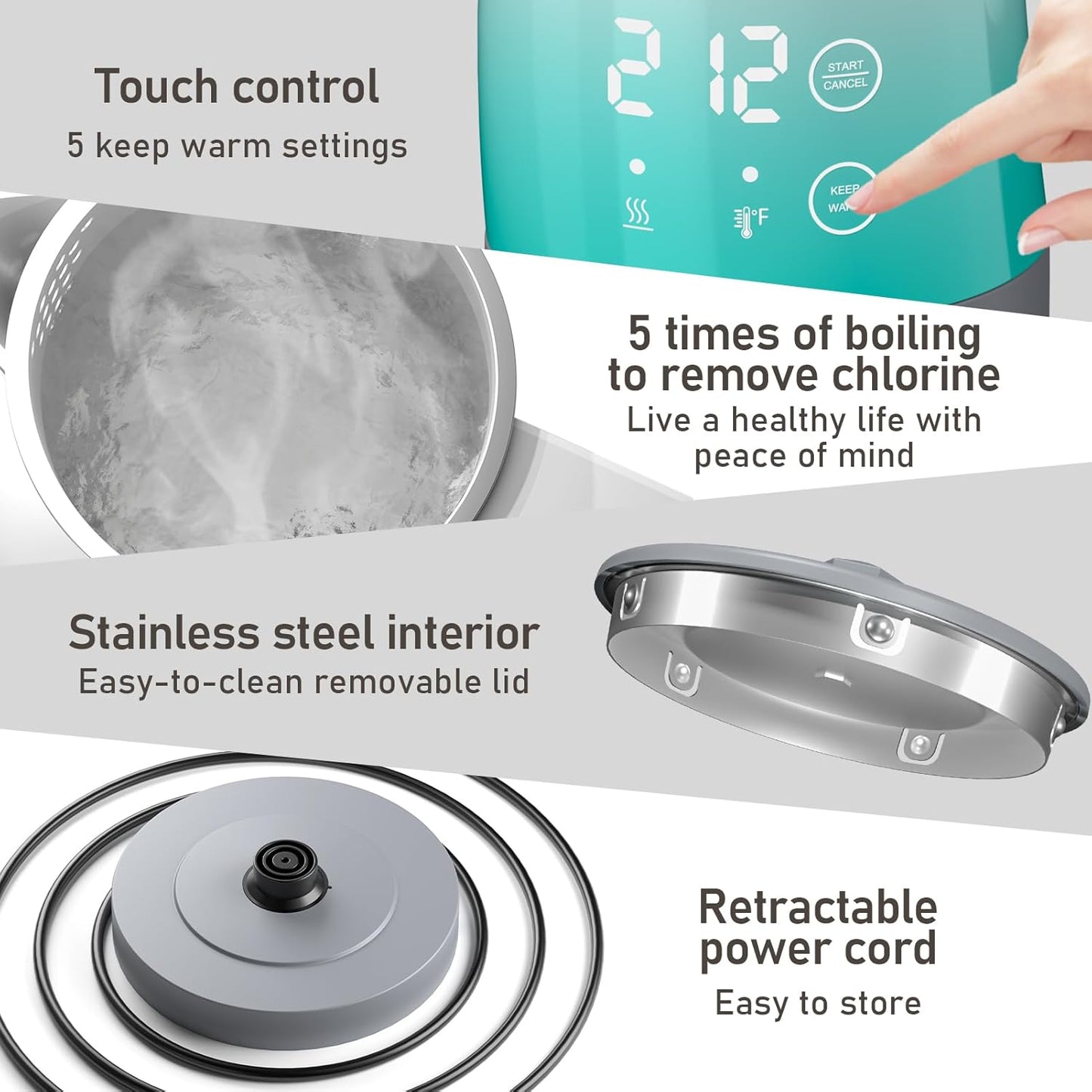 Electric Kettle with 5-Temperature Control,1.25L Cordless,Penguin Shape Design,1200W with Keep Warm and Auto Shut-Off,Perfect for Tea,Coffee & Kitchen(Blue Gradient)